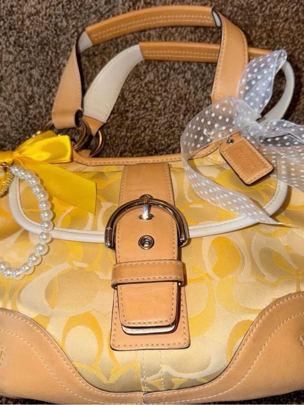 Coach Yellow Patterned Women’s Shoulder Bag